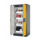 Sicherheitsschrank Typ 90 asecos Q-PEGASUS-90, Flügeltüren mit Schließ-Automatik, Einhandbedienung, Front Sicherheitsgelb, B 893 x T 615 x H 1953 mm