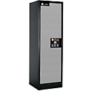 Sicherheitsschrank Typ 90, B 600 mm, Tür links, 6 Auszüge, asecos Silber