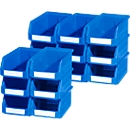 Sichtlagerkästen LF 211 SET, 15 Stück, Kunststoff, 0,9 l, blau