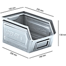 Sichtlagerkasten SSI Schäfer LF 14/7-4, Stahl, L 235 x B 150 x H 130 mm, 3,5 l, verzinkt