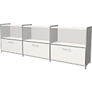 Sideboard Toledo, avec panneau de finition arrière, 3 tiroirs, 3 casiers, 2 HC, l. 2360 x P 380 mm, blanc