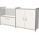 Sideboard Toledo, verrouillable, tiroir + casier ouvert, 2 HC, portes battantes, l. 1580 x P 380 mm, blanc