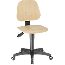 Siège d'atelier pivotant 9653, contreplaqué en bois de hêtre, roulettes, nature laqué
