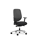 Siège de bureau 353 Giroflex, avec accoudoirs, mécanisme synchrone automatique, assise galbée, dossier 3D en filet, noir/alu blanc