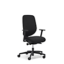 Siège de bureau 353 Giroflex, avec accoudoirs, mécanisme synchrone automatique, assise galbée, noir/noir
