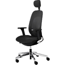 Siège de bureau Giroflex 40, avec accoudoirs, mécanisme synchrone, siège multicouche, appui-lordose &amp; appui-tête, noir/argenté