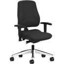 Siège de bureau LEANOS V KOMFORT Prosedia, mécanisme synchrone, sans accoudoirs, soutien lombaire, arrondi pour les genoux, noir/noir