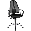 Siège de bureau Point Net Topstar, à contact permanent, avec accoudoirs, dossier en filet réglable, noir