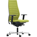 Siège de bureau R12, avec accoudoirs, armature en aluminium poli, vert
