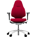 Siège de bureau RH Mereo 220, avec accoudoirs, mécanisme synchrone, assise plate, soutien lombaire, rouge/argenté