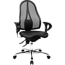 Siège de bureau SITNESS 15 Topstar, à contact permanent, avec accoudoirs, dossier en filet, Fitness Orthositz, noir