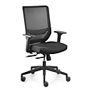 Siège de bureau to-sync work mesh Dauphin, avec accoudoirs, mécanisme synchrone, assise capitonnée confortable, dossier en filet, noir/noir