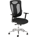 Siège de bureau Topstar Net Pro 100, avec accoudoirs, mécanisme synchrone ponctuel, assise ergonomique, dossier résille, Stiftung Warentest GUT 2,3, noir/argenté