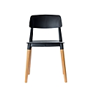 Siège Paperflow Glamwood, en bois massif, siège PP, noir, lot de 2