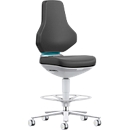 Siège pivotant high-tech et pour salles blanches Texon 4, Skintec noir, roulettes d'assise et repose-pieds