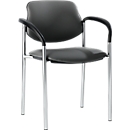 Siège visiteur Styl, piètement chromé, aspect cuir, gris fango
