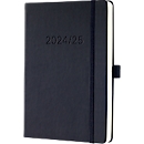 Sigel agenda semainier Conceptum 2024/2025, A5, couverture rigide, 256 pages, avec passant pour stylo &amp; fermeture élastique, L 148 x P 23 x H 213 mm, noir