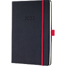Sigel Wochenkalender "Conceptum 2025", 192 Seiten, DIN A5, kariert, Softwave-Oberfläche, Gummibandverschluss, DE/EN/FR/NL, schwarz-rot