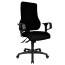 Silla de oficina Topstar TOP POINT, mecanismo sincronizado, sin reposabrazos, respaldo ergonómico alto, negro