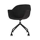 Silla de reunión GANT, ancho 620 x fondo 575 x alto 850 mm, giratoria 360°, ruedas, tapizada, polipropileno y acero lacado, antiestático/negro, juego de 2