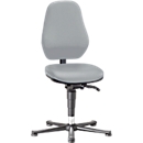 Silla giratoria de laboratorio Basic 9135, con deslizadores, cuero sintético, Stamskin Top gris