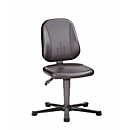 Silla giratoria de trabajo ESD Unitec con deslizadores, cuero sintético, escay negro