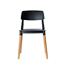 Silla Paperflow Glamwood, madera maciza, asiento de PP, negro, juego de 2