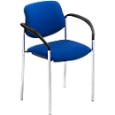 Silla para visitas Styl, azul, cromado, apilable hasta 6 unidades