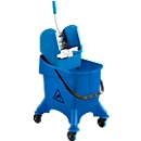 Single wheeled dustbin Poly I, 30 l wheeled dustbin, mobile, with professional mop press and pole holder