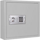 Sleutelkast SLE 80, voor wandmontage, 80 haken, zonder gleuf, deurscharnier rechts, elektronisch slot met batterijen, incl. verankeringsmateriaal, B 460 x D 130 x H 430 mm, plaatstaal, lichtgrijs RAL 7035