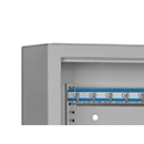 Sleutelkast SLE 80, voor wandmontage, 80 haken, zonder gleuf, deurscharnier rechts, elektronisch slot met batterijen, incl. verankeringsmateriaal, B 460 x D 130 x H 430 mm, plaatstaal, lichtgrijs RAL 7035