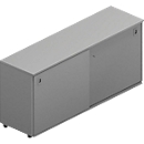 Sliding door cabinet ARLON OFFICE, 2 compartments, lockable, shell handles, W 1600 x D 450 x H 730 mm, grey