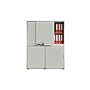 Sliding door cabinet, sound-insulating front panel, W 1200 mm, 4 AA, silver