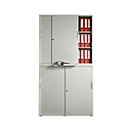 Sliding door cabinet, sound-insulating front panel, W 1200 mm, 6 AA, silver