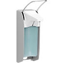Soap dispenser Ingo-Man, wall mounted, manual, up to 1000 ml, W 95 x D 170 x H 350 mm, aluminum &amp; steel, incl. 500 ml disinfectant