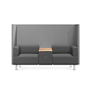 Soft Seating System BE SOFT, 2 zitplaatsen, met tafel, w. akoestisch paneel, incl. stekkersysteem, zwart-grijs