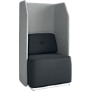 Soft Seating System BE SOFT, fauteuil, sans table, avec panneau acoustique, noir-gris