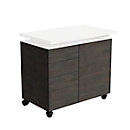 SOLUS PLAY file cabinet, 4 drawers, 1 hinged door, W 800 x D 500 x H 720-1080 mm, dark oak, 4 drawers, 1 hinged door, W 800 x D 500 x H 720-1080 mm, dark oak