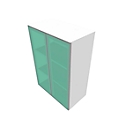 SOLUS PLAY glass door cabinet, 3 filing heights, without handles, satin finish, W 800 x D 440 x H 1122 mm, white