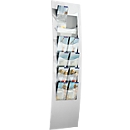 Soporte de folletos de pared, An 310 x P 100 x Al 1020 mm, para todos los formatos, aluminio blanco, metal