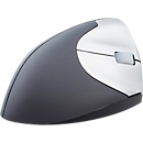 Souris sans fil BakkerElkhuizen Handshake Mouse Wireless, pour droitiers, ergonomique, 2 boutons &amp; molette de défilement, 400-3200 dpi, récepteur USB nano, noir-argent