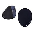 Souris verticale Evoluent4 BakkerElkhuizen, sans fil, pour droitiers, noir/bleu, + tapis souris The Egg