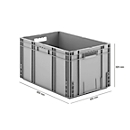 Sparset 5-teilig Euro Box Serie MF 6320, aus Polypropylen, Inhalt 62,3 l, Durchfassgriff, grau, B 600 x T 400 x H 320 mm 