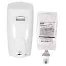 Sparset automatischer Seifen-& Desinfektionsspender Rubbermaid AutoFoam + 1100 ml Nachfüllbeutel, weiss 