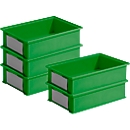 Sparset Stapelboxen Serie 14/6-2-H, PP-Kunststoff, Inhalt 12 Liter, grün, 5 Stück 