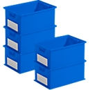 Sparset Stapelboxen Serie 14/6-2, PP-Kunststoff, Inhalt 21 Liter, blau, 5 Stück