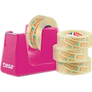 Sparset Tischabroller tesa Easy Cut® COMPACT + 4 Rollen tesafilm®, Abroller in pink