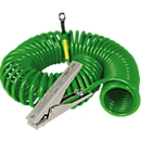 Spiral earthing cable for asecos drum pumps, 1 earthing clamp and 1 eyelet, length 3000 mm, Ex-protected