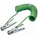 Spiral earthing cable for asecos drum pumps, with 2 earthing clamps, length 3000 mm