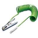 Spiral earthing cable for asecos drum pumps, with 2 earthing clamps, length 5000 mm